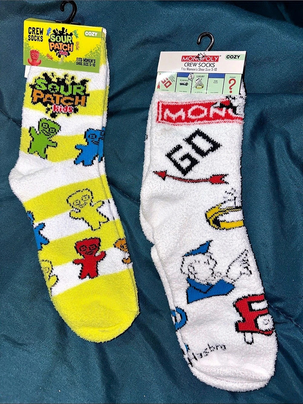 Cozy Crew Socks Sour Patch Kids and Monopoly Crew Socks NWT